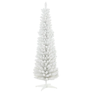 English Elm Homcom 6' Snow Flocked Pencil Christmas Tree - Elegant Slim Design, Realistic Branches, Easy Setup W2225P229527