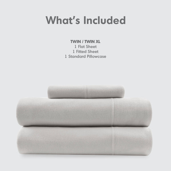 English Elm 3 Pcs Twin All-Season Sheet Set In Grey - Soft Jersey Knit, Deep-Pocket, Easy Care For Year-Round Comfort B035P319684