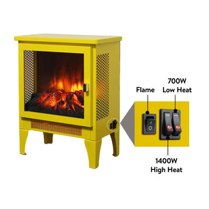 English Elm 18 Inch Electric Stove Heater Cast Iron Style 3d Led Flame Panoramic Mesh View W1769P394301