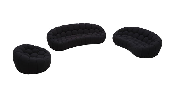 VIG Furniture Divani Casa Yolonda - Modern Curved Black Fabric Sofa Set VGEV-2126C-SET-BLK