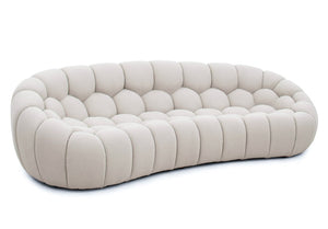 VIG Furniture Yolonda Curved Beige Fabric Sofa With Hexagonal Tufting, Plush Teddy Upholstery, Solid Wood Frame VGEV2126C-SOFA-C-01