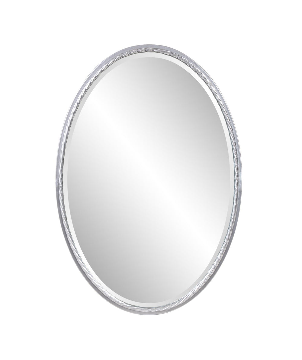 Howard Elliott Laid Rope Oval Mirror - Hand Forged Metal Frame For Elegant Entryway And Stylish Powder Room Decor Silver Metal 170033-howard-elliott