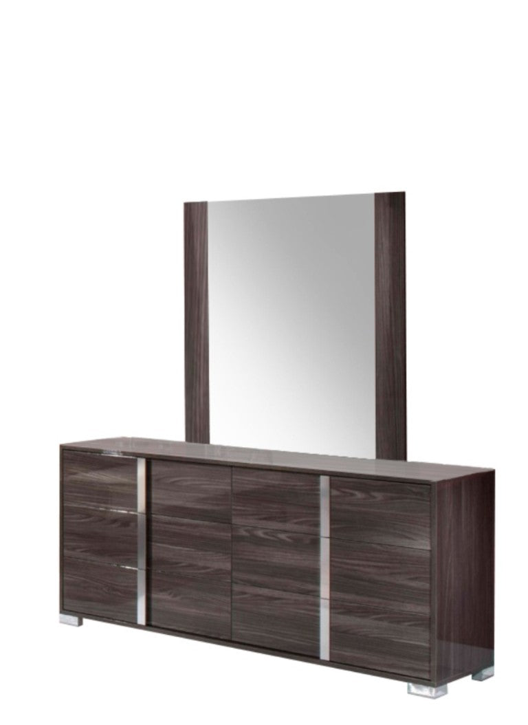 VIG Furniture San Marino Modern Grey Mirror Italian-Crafted 39"X41" High-Gloss Elm Slim Frame Sleek Contemporary Accent VGACSANMARINO-MIR-GRY