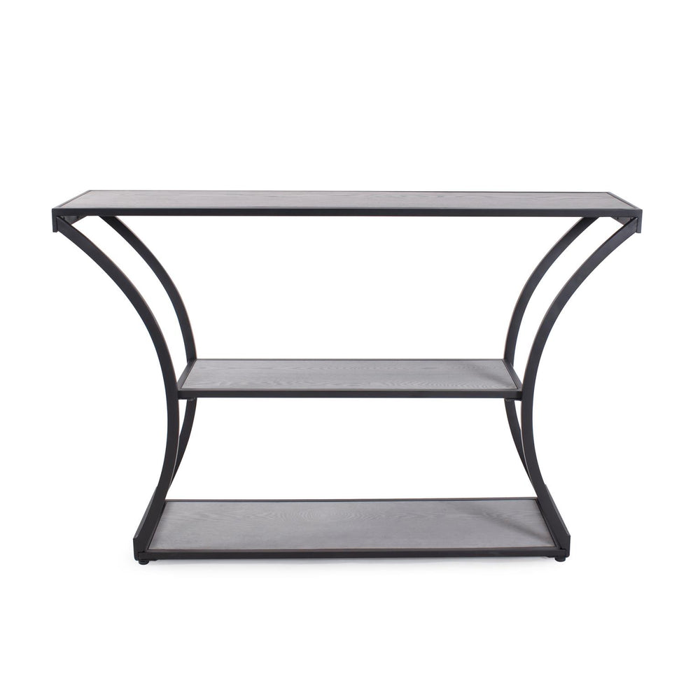Howard Elliott Collins Flared Console Table - Sleek Black & Gray Design With 3 Spacious Shelves For Stylish Storage Black Metal,Wood Veneer 170050-howard-elliott