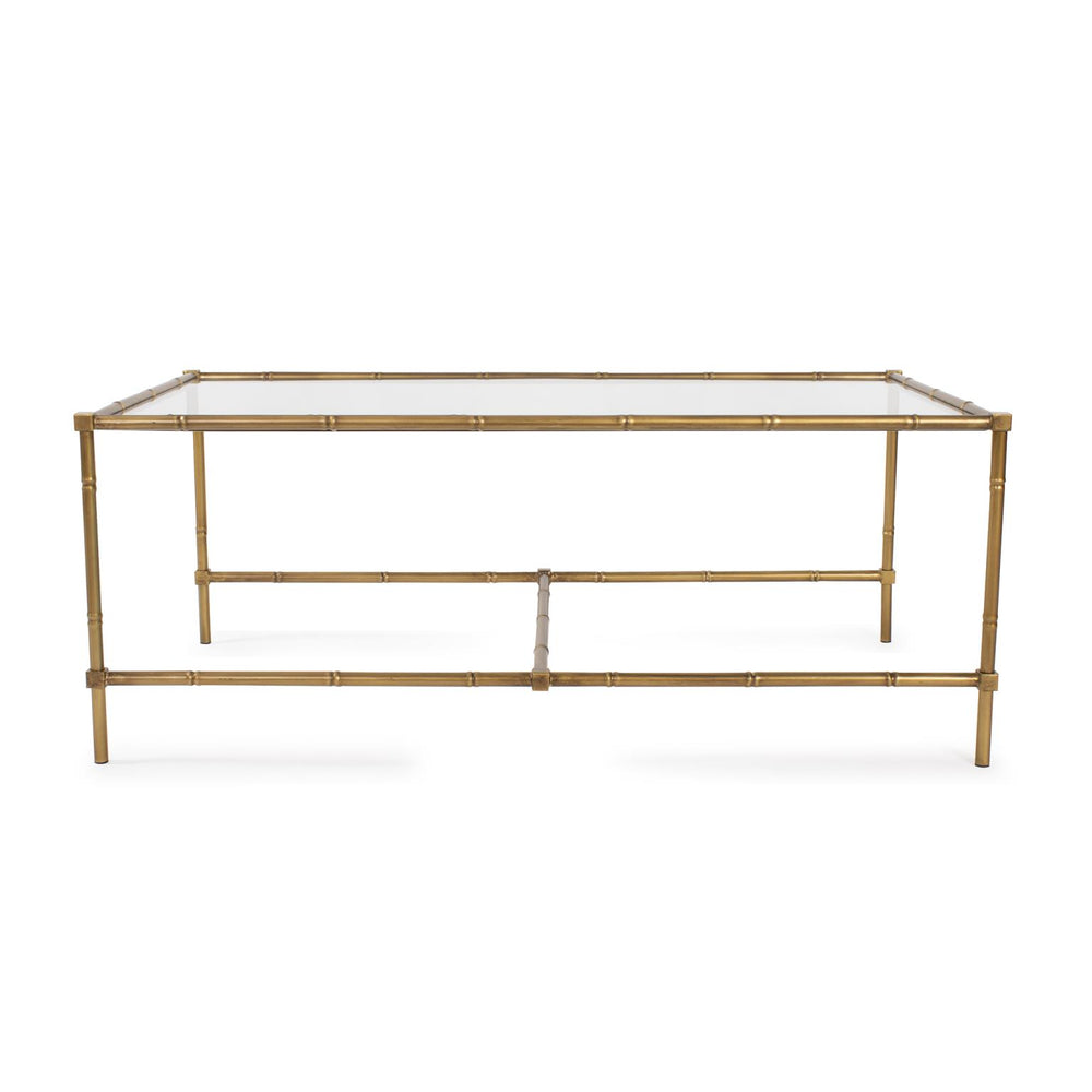 Howard Elliott Benoit Coffee Table - Sleek Glass Top With Elegant Gold Bamboo Legs For Modern Living Room Style Gold Metal,Glass 170062-howard-elliott