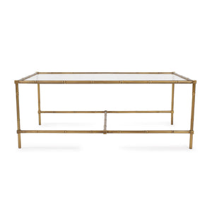 Howard Elliott Benoit Coffee Table - Sleek Glass Top With Elegant Gold Bamboo Legs For Modern Living Room Style Gold Metal,Glass 170062-howard-elliott