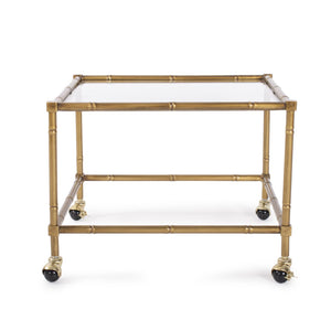 Howard Elliott Benoit Chic Rolling Side Tables With Clear Glass Tops And Elegant Gold Bamboo-inspired Legs Gold Metal,Glass 170063-howard-elliott