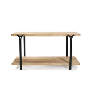 Howard Elliott Cannon Slatted Console Table – Stylish Industrial Design With Rich Wood Top & Sleek Iron Legs Brown Metal,Wood 170065-howard-elliott