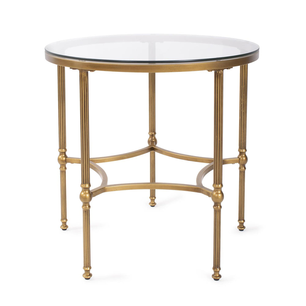 Howard Elliott Bonnifait Antique Gold Round Side Table - Elegant Glass Top With Intricate Leg Design For Any Decor Gold Metal,Glass 170070-howard-elliott