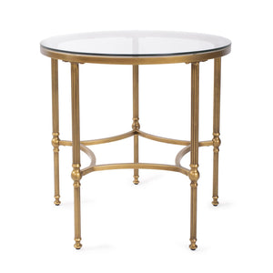 Howard Elliott Bonnifait Antique Gold Round Side Table - Elegant Glass Top With Intricate Leg Design For Any Decor Gold Metal,Glass 170070-howard-elliott