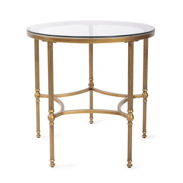 Howard Elliott Bonnifait Antique Gold Round Side Table - Elegant Glass Top With Intricate Leg Design For Any Decor Gold Metal,Glass 170070-howard-elliott