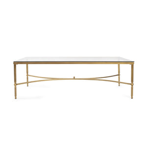 Howard Elliott Bonnifait Antique Gold Rectangular Coffee Table With Glass Top – Elegant Centerpiece For Any Decor Gold Metal,Glass 170071-howard-elliott
