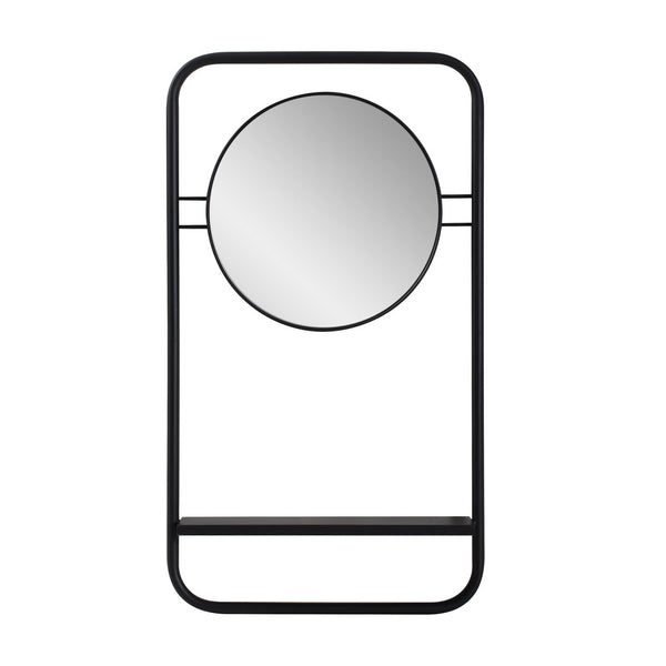 Howard Elliott Collins Mirror With Shelf - Sleek Industrial Design, Rectangular Shape, Easy Hanging & Stylish Functionality Black Metal 170073-howard-elliott