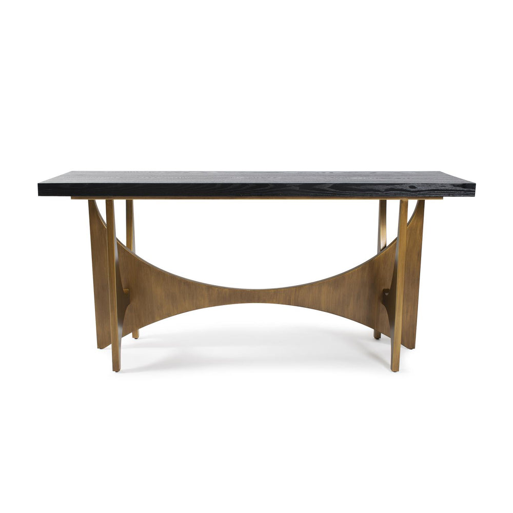 Howard Elliott Burton Console Table - Modern Mid-century Design With Unique Wood Grain And Aged Bronze Base Elegance Brown Mdf,Metal 170074-howard-elliott
