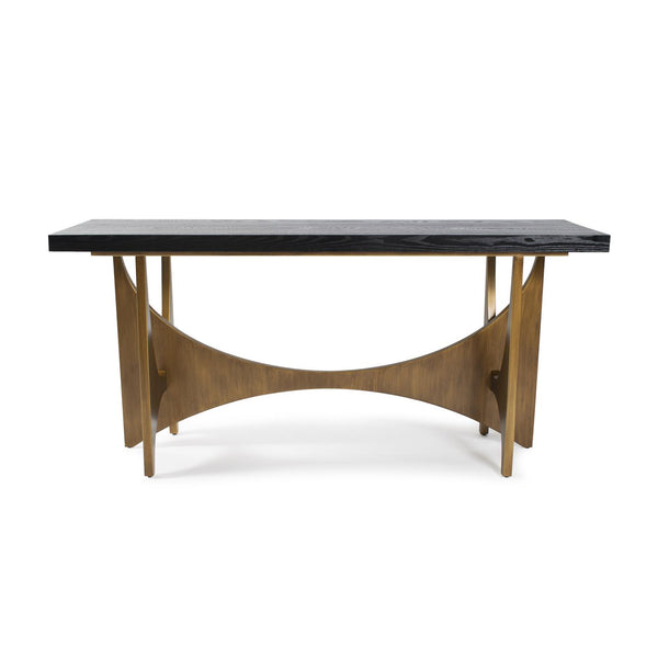 Howard Elliott Burton Console Table - Modern Mid-century Design With Unique Wood Grain And Aged Bronze Base Elegance Brown Mdf,Metal 170074-howard-elliott