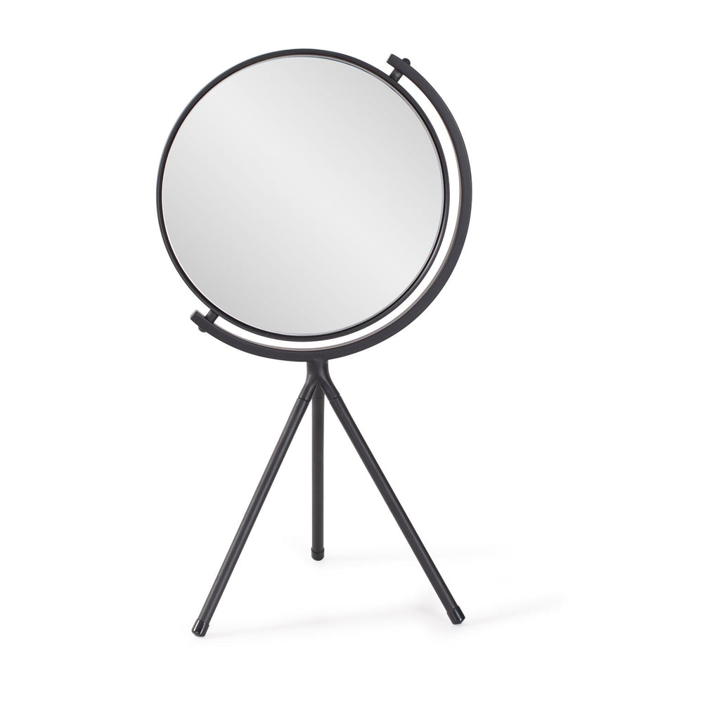 Howard Elliott Bastien Tripod Tabletop Mirror - Chic Round Design With Sleek Black Metal Legs For Stylish Vanities Black Metal 170076-howard-elliott