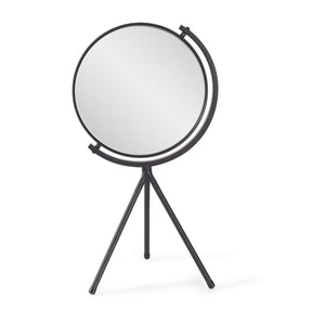 Howard Elliott Bastien Tripod Tabletop Mirror - Chic Round Design With Sleek Black Metal Legs For Stylish Vanities Black Metal 170076-howard-elliott