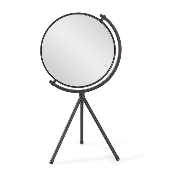 Howard Elliott Bastien Tripod Tabletop Mirror - Chic Round Design With Sleek Black Metal Legs For Stylish Vanities Black Metal 170076-howard-elliott