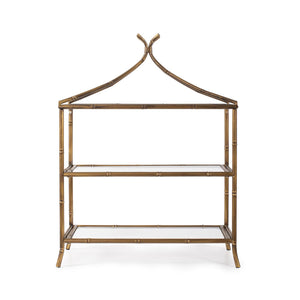 Howard Elliott Moreau Metal Bamboo Styled Shelving Unit - Elegant Design With Clear Glass Shelves For Display And Storage Gold Metal,Glass 170078-howard-elliott