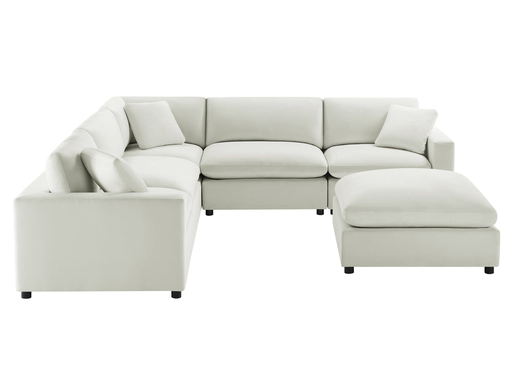 English Elm Caylie Modular 6-Piece Sectional In Ivory - Versatile Comfort, Family-Friendly, Plush Seating Solution B050S00030