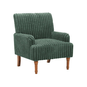 English Elm Modern Wide Wale Corduroy Accent Chair Solid Wood Legs Upholstered Living Room Seat Army Green W5568P445693
