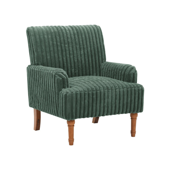 English Elm Modern Wide Wale Corduroy Accent Chair Solid Wood Legs Upholstered Living Room Seat Army Green W5568P445693