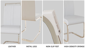 English Elm 55.12-70.87" Expandable Square Dining Set For 4-6 People With 6 Cushioned Armless Chairs In Modern Style W2189S00402