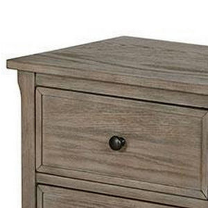 English Elm 2 Drawer Solid Wood Nightstand Wire-brushed Finish Round Knobs Farmhouse Bedroom B056P416800