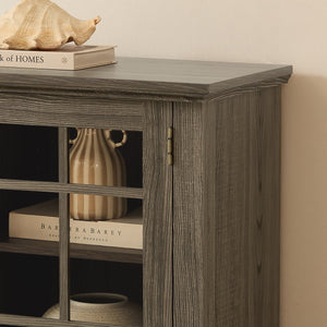 English Elm 70" Modern TV Stand with Faux Stone Top, Spacious 2-Door Media Console with Cable Management and Adjustable Shelves, Vintage Metal Handles, Durable MDF Construction for Living Room Entertainment (Fits up to 75") Grey W2275P342688