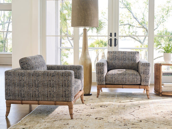 Lexington Tommy Bahama Home Star Island Chair - Coastal Elegance With Woven Raffia, Brass Accents & Ultra Comfort For Relaxation  Wood 1702-11-40