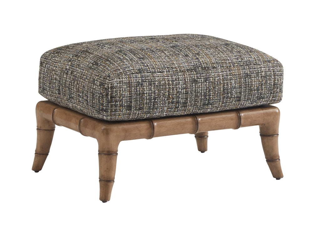 Lexington Tommy Bahama Home Star Island Ottoman - Coastal Elegance With Raffia, Driftwood Finish & Ultra Down Cushion Comfort  Wood 1702-44-40