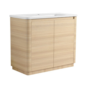 English Elm 40'' Freestanding Bathroom Vanity Plywood Cabinet Ceramic Sink Soft Close Doors W999S00518