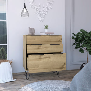 English Elm Augusta Light Oak Dresser with Hairpin Legs, 3 Drawers B07091823