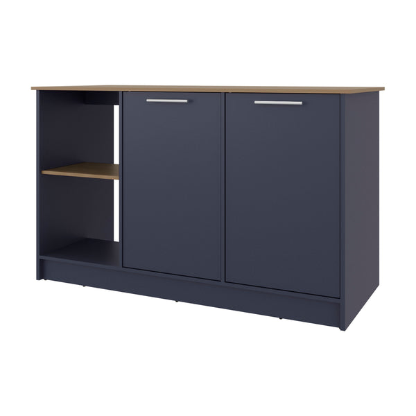 English Elm Demon Multicolor Kitchen Island with Spacious Countertop, Two-Door Cabinet & Open Shelves, 59" wide B128S00201