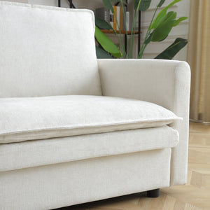 English Elm 140" U Shaped Chenille Sectional Sofa 6-Seater with Movable Ottoman, Deep 25" Seats & Adjustable Backrest W1117S00139