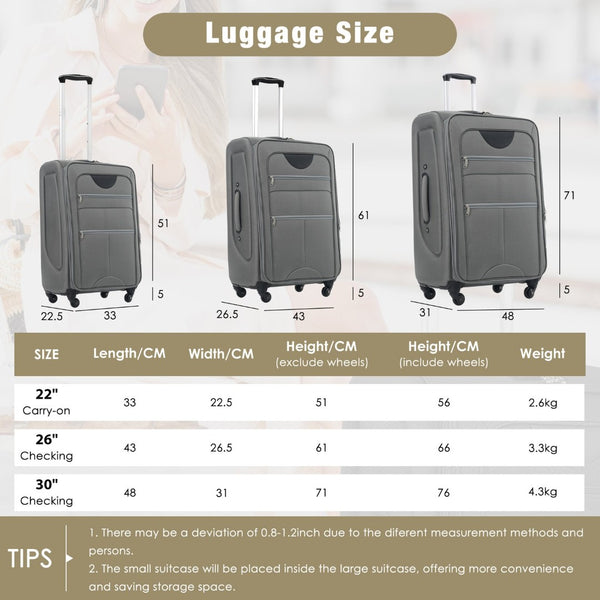 English Elm Softside Expandable Spinner Luggage Set with Tsa Lock Duffel Polyester Travel Grey N732P201004A