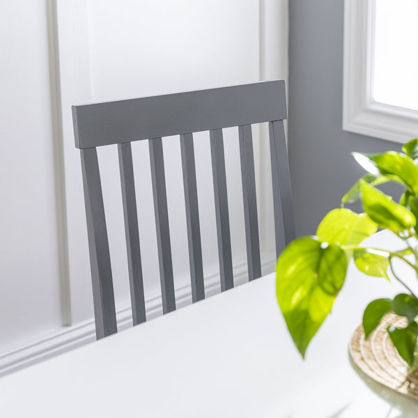 English Elm Walker Edison - Classic Rustic 5-Piece Dining Set with Slat-Back Spindle Chairs, Solid Rubberwood Table, White/Grey Finish - Perfect for Small Kitchens and Farmhouse Style B185P326702