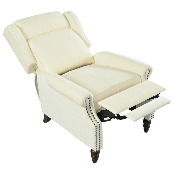 English Elm Christopher Knight Home® - 29.75" Push Back Recliner Chair with Wingback Design, Gourd Wooden Legs, Polyester Upholstery, Cozy Comfort Beige N763P201072A
