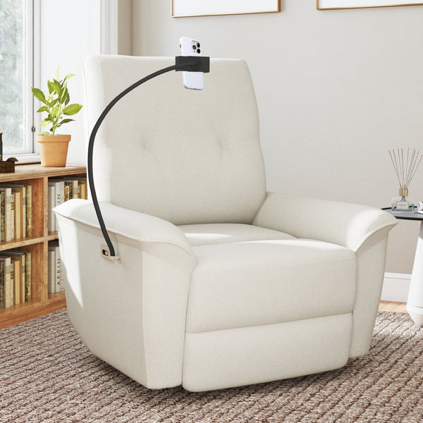 English Elm 270° Swivel Power Recliner Velvet Glider Rocker with Usb Ports for Living Room Beige W1028S00058