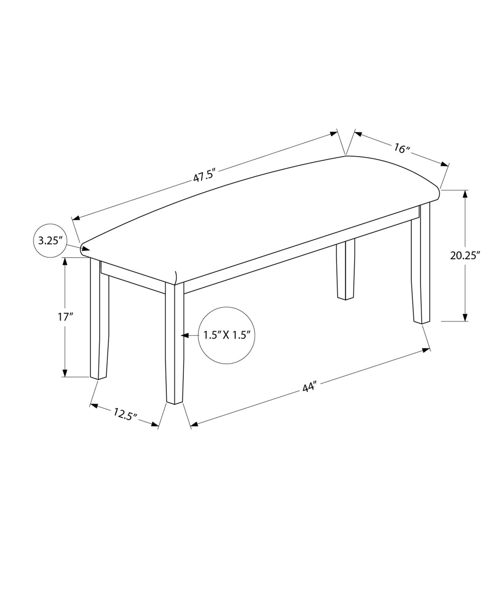 English Elm Bench, 48" Rectangular Upholstered Faux Leather Seating with Solid Wood Frame, 400lb Capacity, Brown B2710P218885