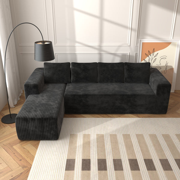 English Elm Cloud Modular Sectional Sofa with Right Chaise, Plush Corduroy, No Assembly, Deep Cloud Comfort W1960S00007