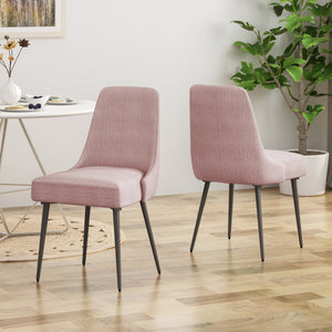 English Elm Christopher Knight Home® - DINING Chair Set of 2 Upholstered Modern Curved Back Dining Chairs with Powder-Coated Metal Legs Blush 62218.00LBLSH