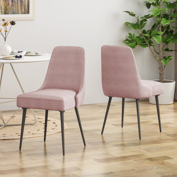 English Elm Christopher Knight Home® - DINING Chair Set of 2 Upholstered Modern Curved Back Dining Chairs with Powder-Coated Metal Legs Blush 62218.00LBLSH