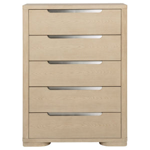 English Elm Mirador Tall Five Drawer Chest in Warm Elm Veneer for Contemporary Bedroom Storage B062P447746