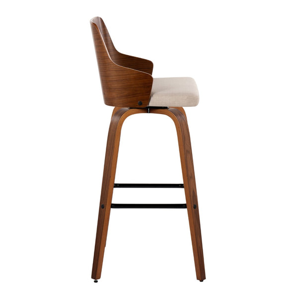 English Elm Fixed-height Swivel Counter Stools with Faux Leather Seats and Chrome Footrest Set of 2 B202S02153