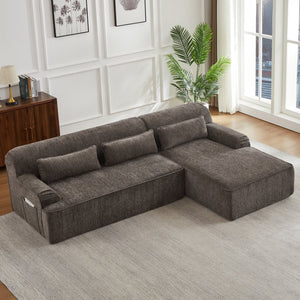 English Elm Chenille Oversized L-Shaped Sectional Sofa - Minimalist Design, Comfy Tufted Couch For Any Space W2339S00065