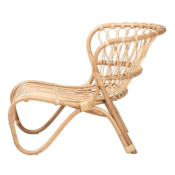 English Elm Modern Handcrafted Rattan Accent Chair Woven Lattice Boho Seating for Living Room B2750P467681