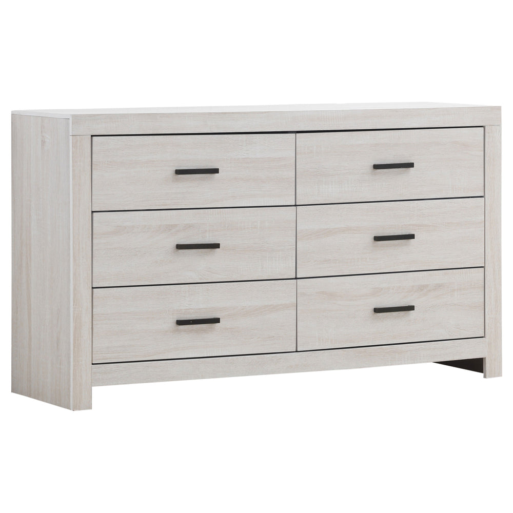 English Elm Sherwood Coastal White 6-Drawer Dresser — Sleek Modern Silhouette, Smooth Hardware, Spacious Storage B062P375390