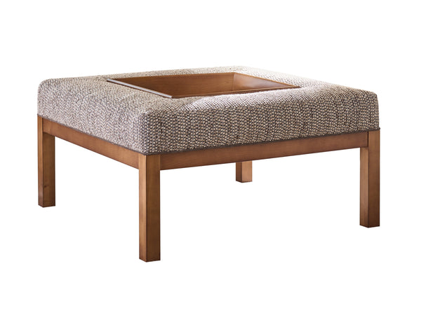 Lexington Crandon Park Upholstered Square Ottoman with Removable Tray Tailored Living Room Accent 1709-44-60