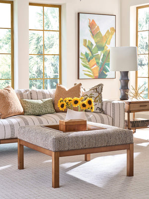 Lexington Crandon Park Upholstered Square Ottoman with Removable Tray Tailored Living Room Accent 1709-44-60